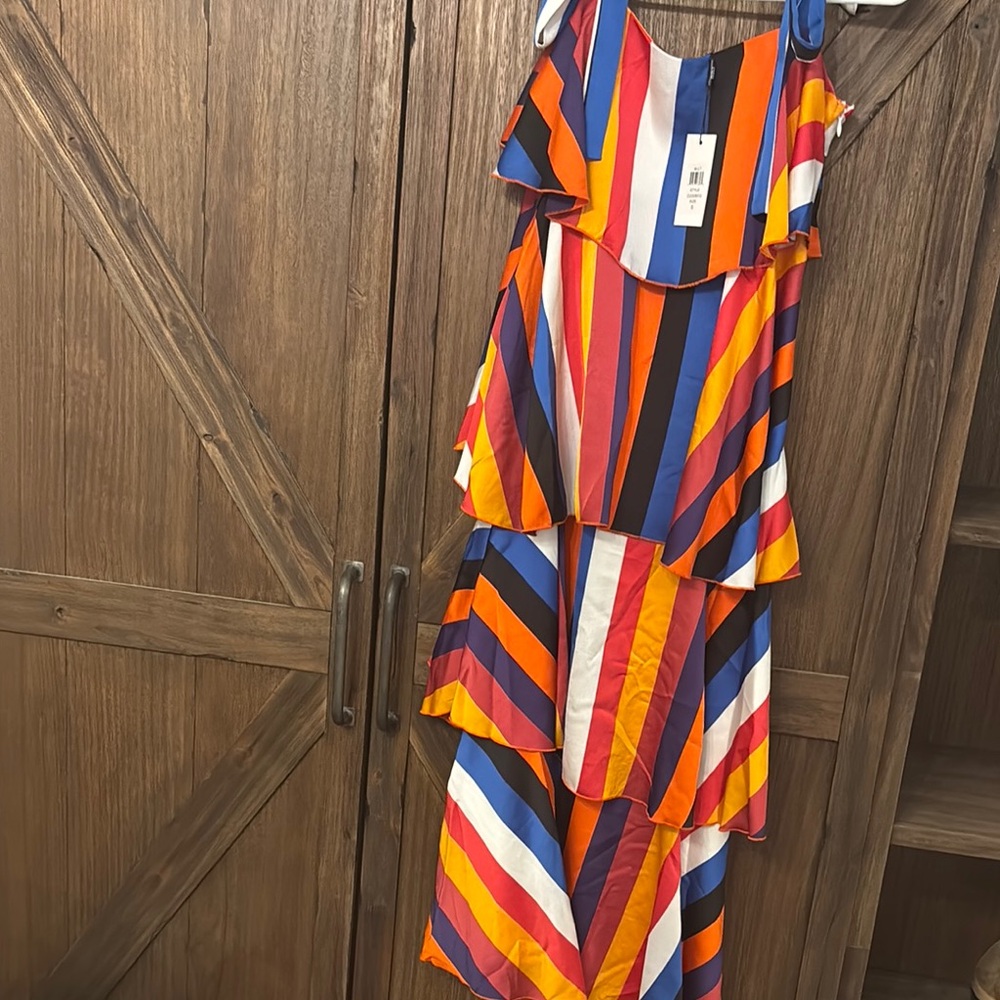 Colorful Striped Ruffle Dress - Picture 3 of 3